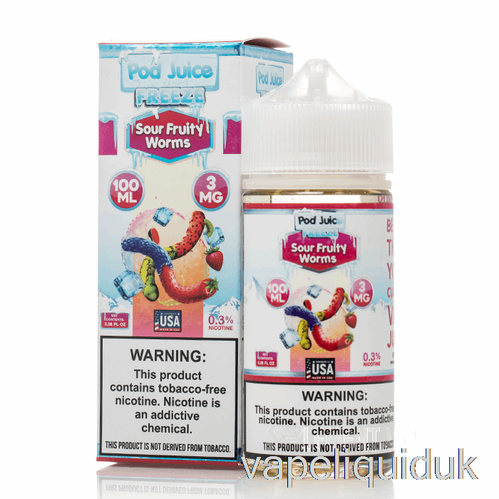 FREEZE Sour Fruity Worms - Pod Juice - 100mL 3mg Vape Juice